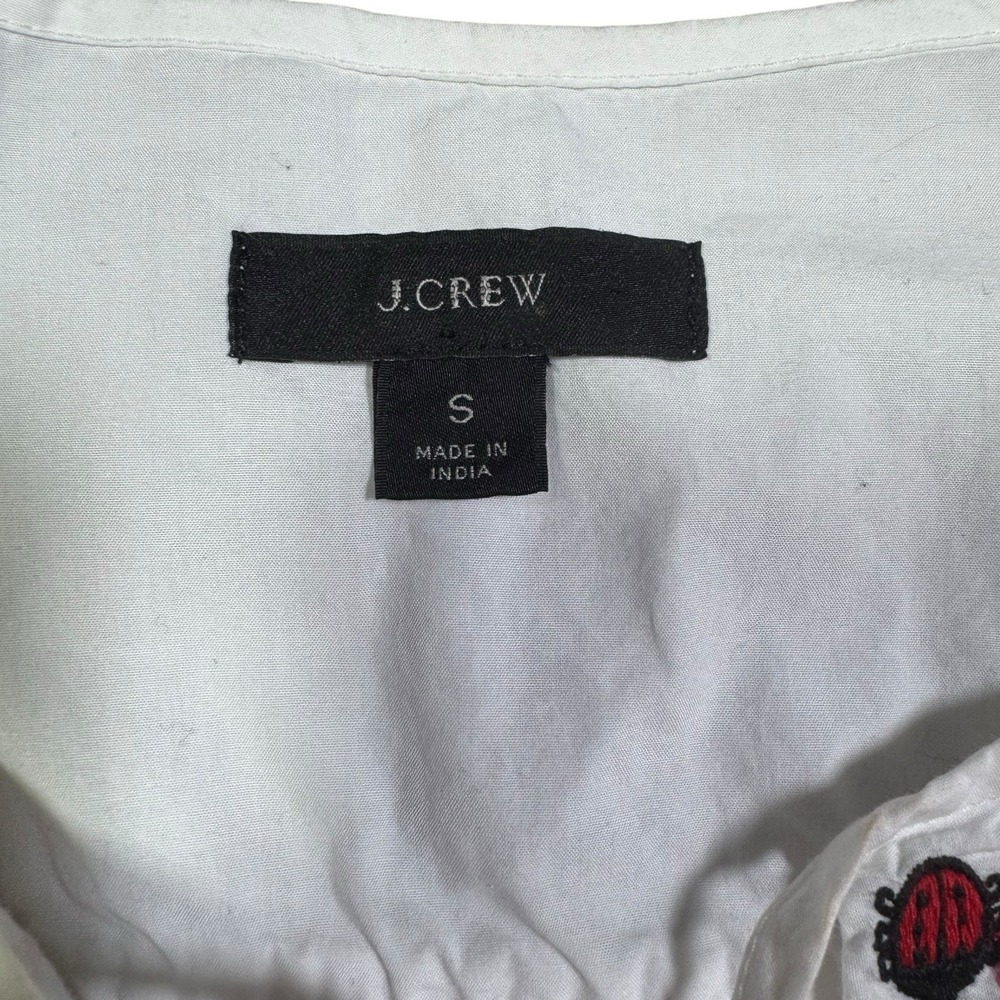 J.Crew White Boho Cotton Embroidered‎ Garden Ladybug Country Cottage Dress Sz S - Picture 6 of 13